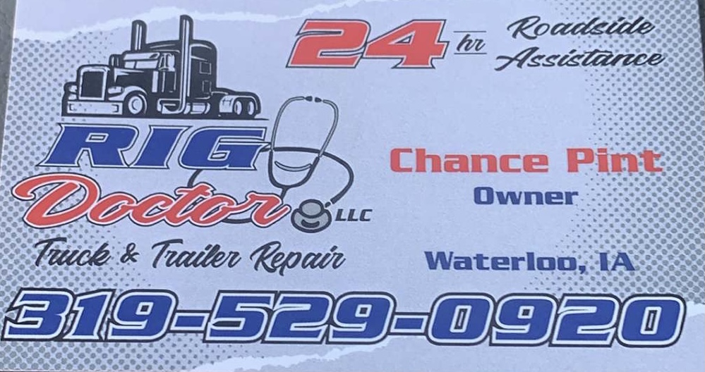 Gray Rig Doctor business card with Chance Pint's name and phone number